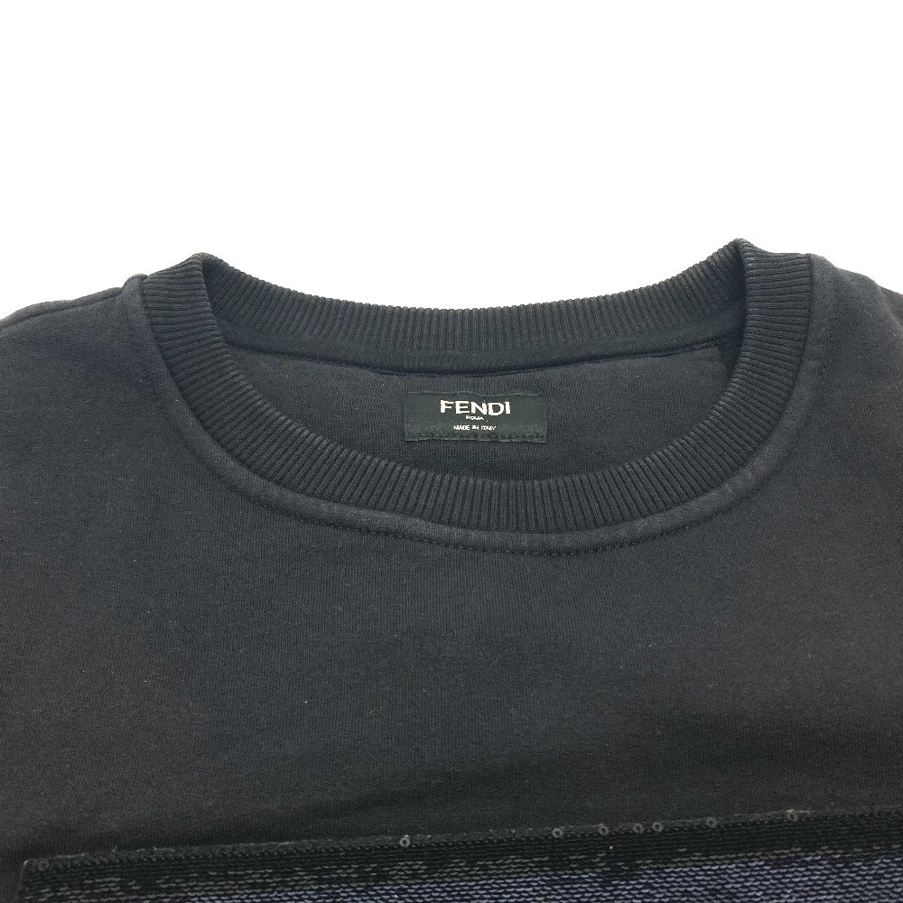 FENDI FY0944 Sequin Logo Patch Sweatshirt, Cotton, Women's, Black