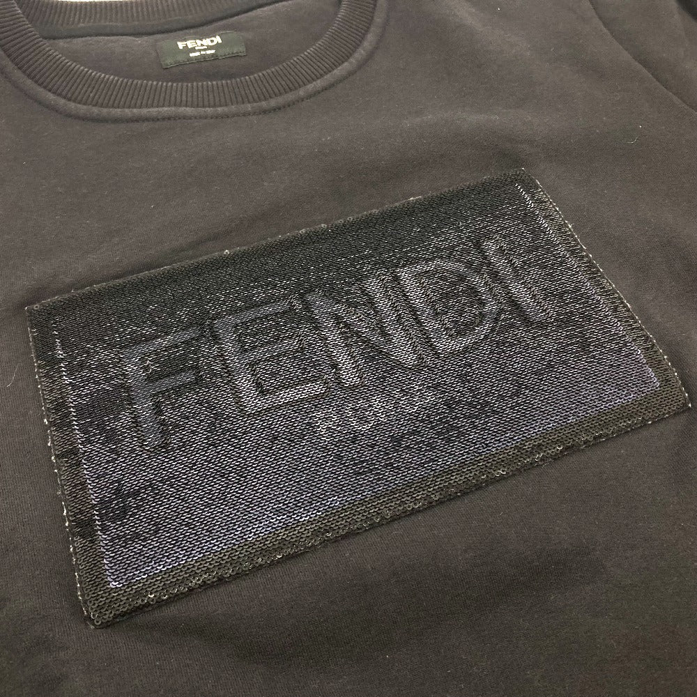 FENDI FY0944 Sequin Logo Patch Sweatshirt, Cotton, Women's, Black