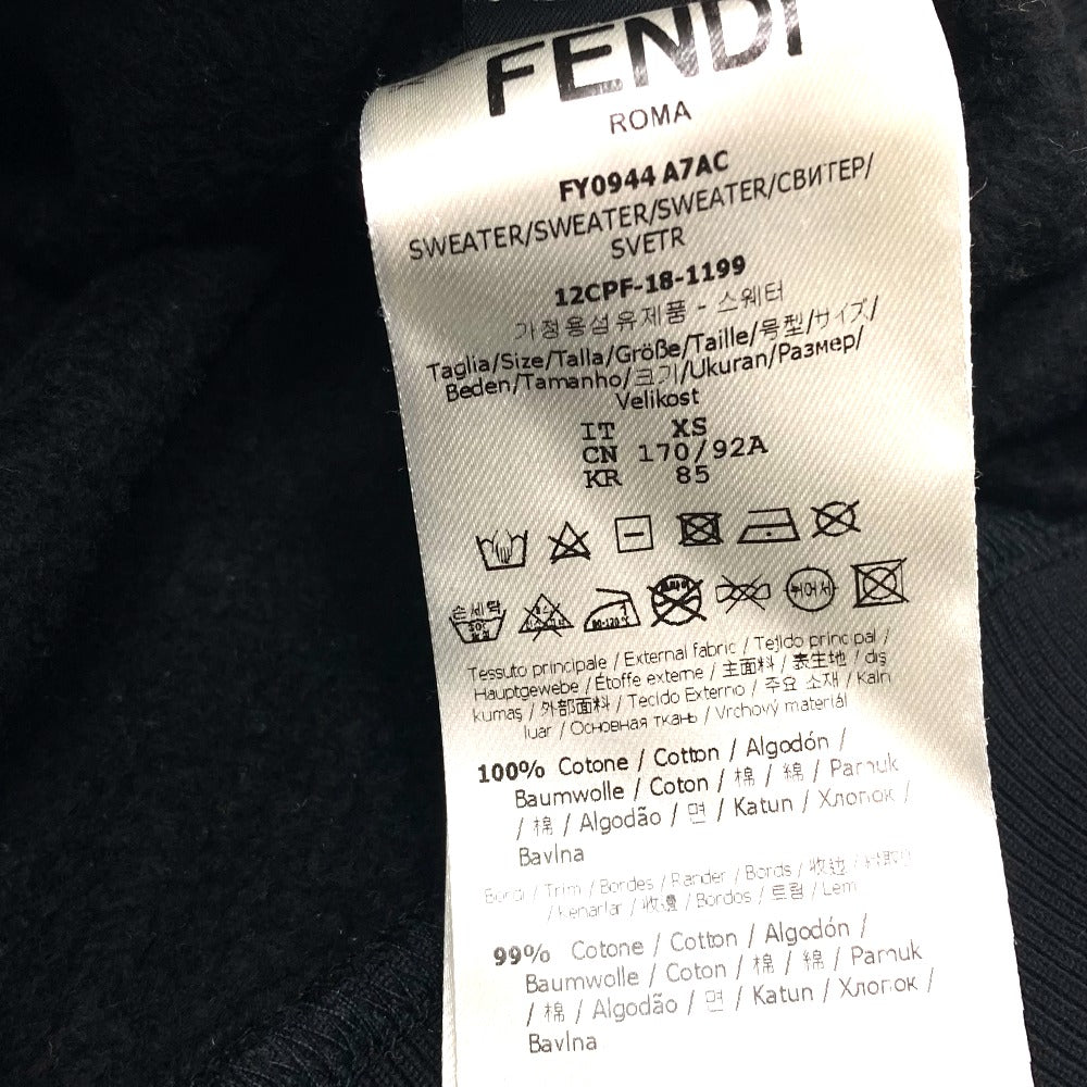 FENDI FY0944 Sequin Logo Patch Sweatshirt, Cotton, Women's, Black