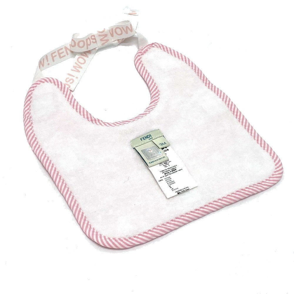 FENDI Kids Striped Baby Romper, Bib, and Hat Set, Cotton, Pink
