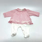 FENDI Kids Striped Baby Romper, Bib, and Hat Set, Cotton, Pink