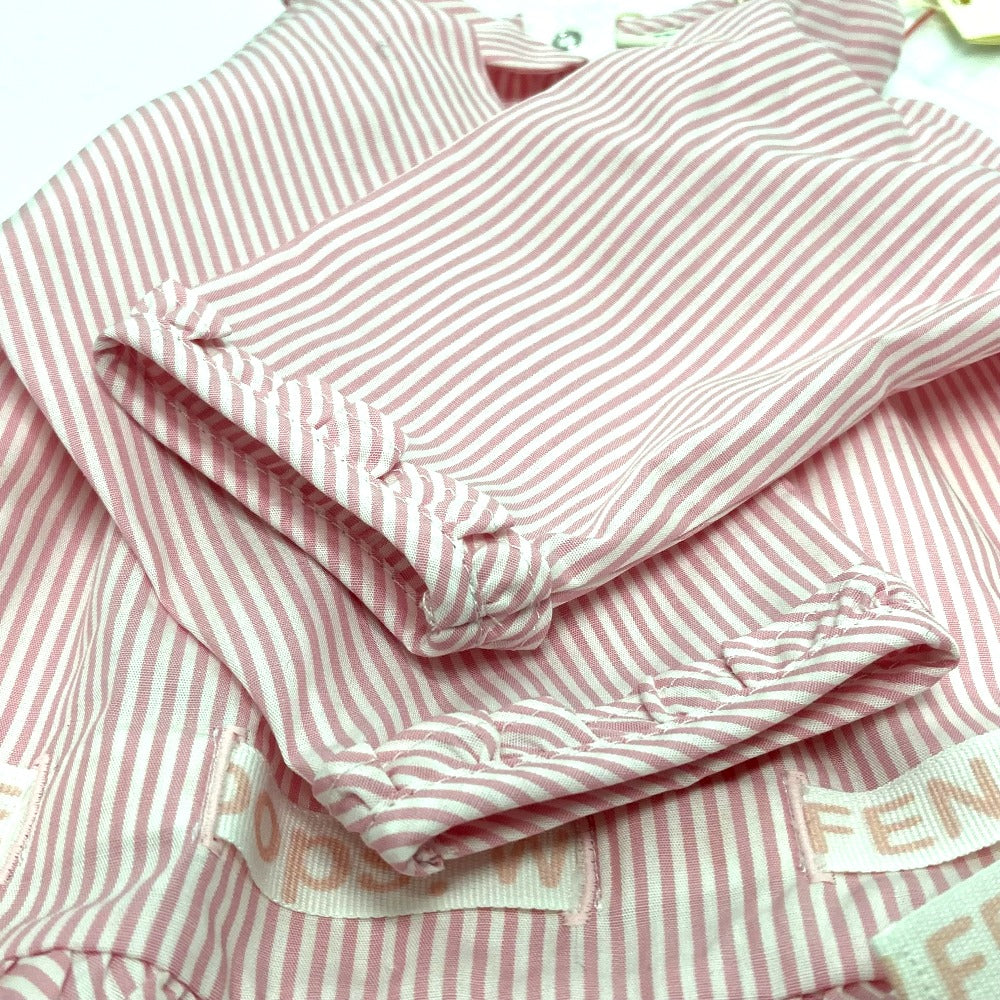 FENDI Kids Striped Baby Romper, Bib, and Hat Set, Cotton, Pink