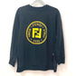 FENDI FS7034 Logo Stone Detail Long Sleeve Cotton Sweatshirt for Men, Black