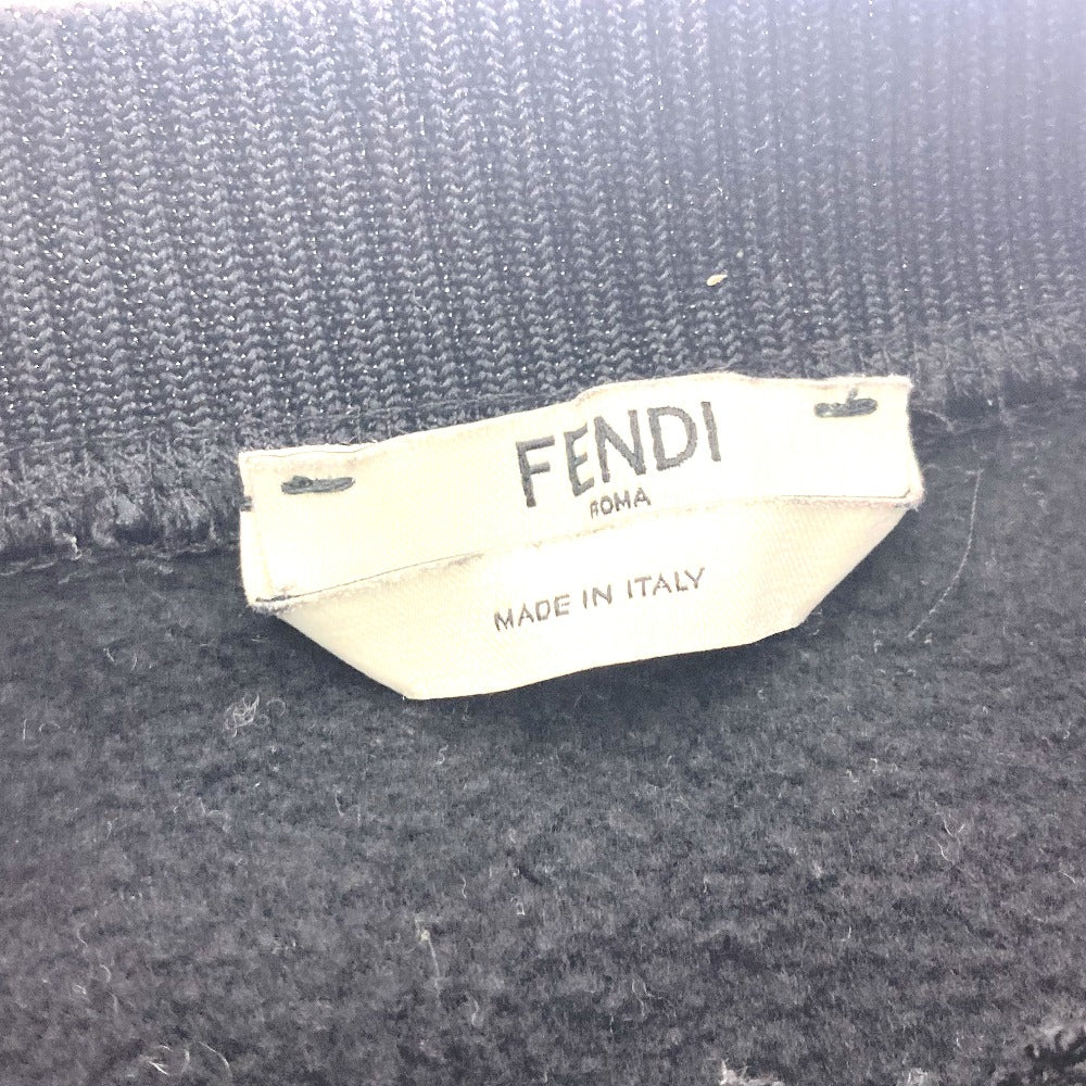 FENDI FS7034 Logo Stone Detail Long Sleeve Cotton Sweatshirt for Men, Black
