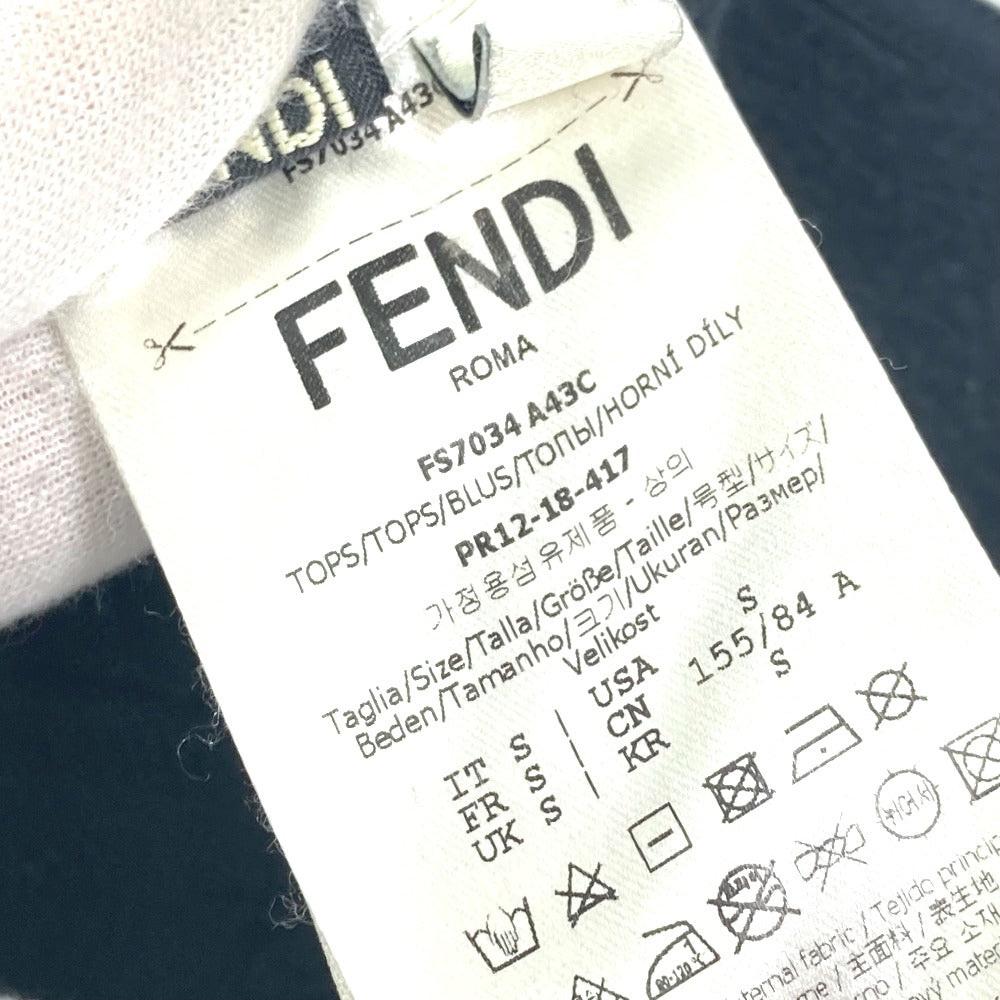 FENDI FS7034 Logo Stone Detail Long Sleeve Cotton Sweatshirt for Men, Black