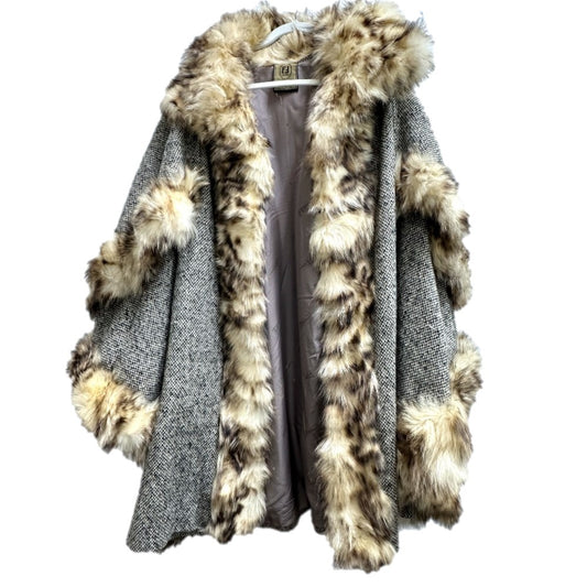 FENDI 襟ファー 和装 ロングコート ツイード レディース