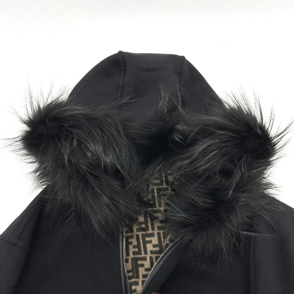 Fendi FF8581 Zucca Corak Pakaian Pakaian Sutera Pakaian Long Long Wool Wool Wool's Brown