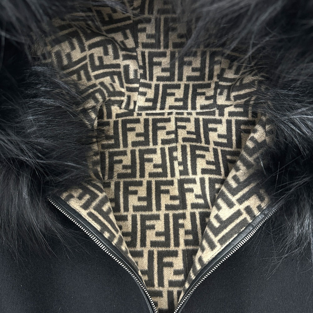 Fendi FF8581 Zucca Corak Pakaian Pakaian Sutera Pakaian Long Long Wool Wool Wool's Brown