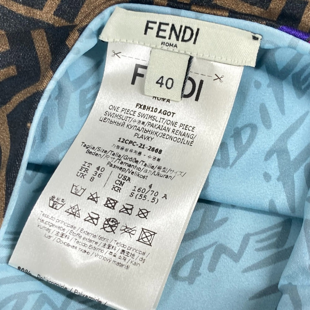 FENDI FXBH10 ズッカ 総柄 アパレル  水着 ナイロン レディース ブラウン