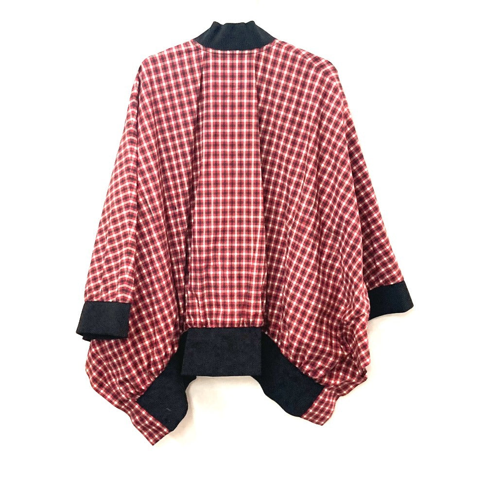 FENDI FJ6898 チェック ロゴ ポンチョ アパレル 長袖 アウター ジャンバー ジャケット ポリエステル レディース レッド - brandshop-reference