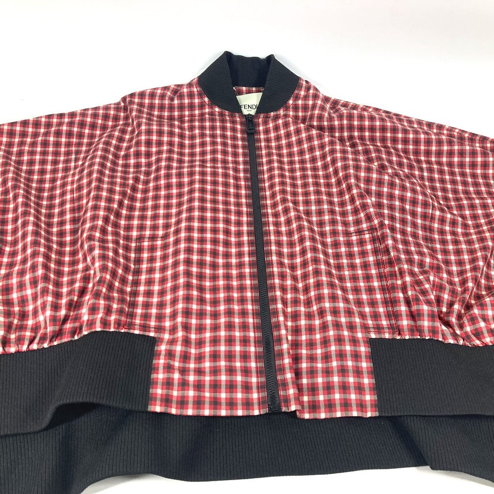FENDI FJ6898 チェック ロゴ ポンチョ アパレル 長袖 アウター ジャンバー ジャケット ポリエステル レディース レッド - brandshop-reference