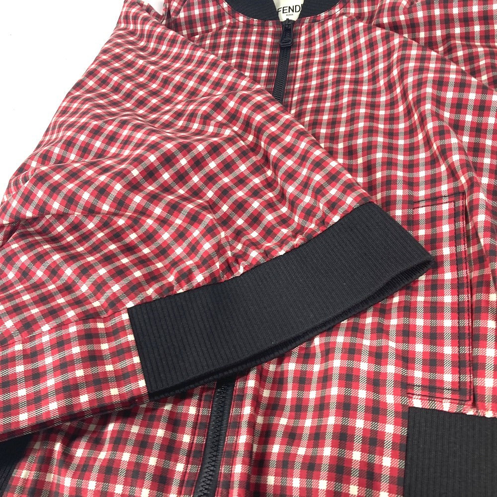 FENDI FJ6898 チェック ロゴ ポンチョ アパレル 長袖 アウター ジャンバー ジャケット ポリエステル レディース レッド - brandshop-reference