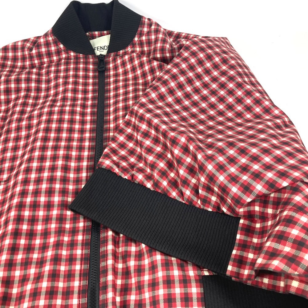FENDI FJ6898 チェック ロゴ ポンチョ アパレル 長袖 アウター ジャンバー ジャケット ポリエステル レディース レッド - brandshop-reference