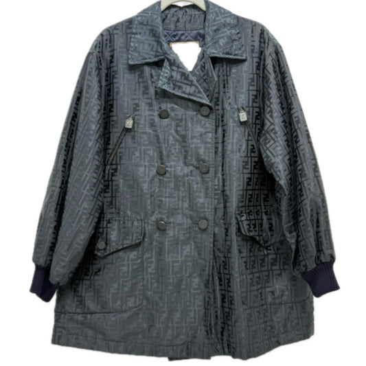FENDI Zucca Pattern Apparel Outer Jacket FF Button Double Button Nylon Jacket Nylon Women's Blue