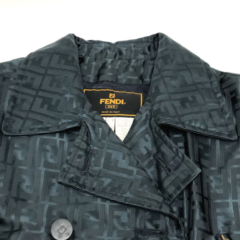 FENDI Zucca Pattern Apparel Outer Jacket FF Button Double Button Nylon Jacket Nylon Women's Blue