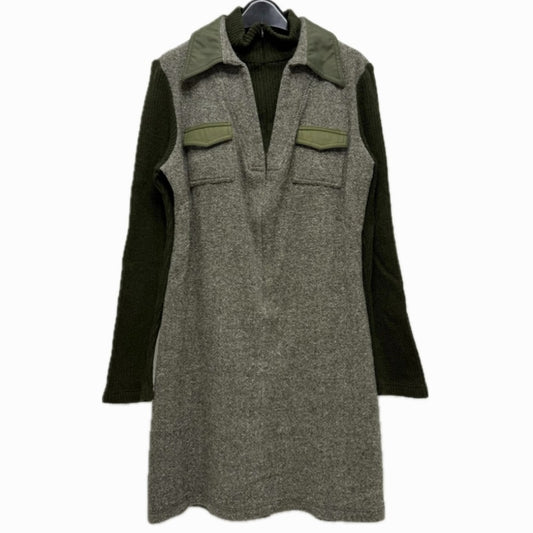 Fendi W Pocket Zip Up Rib Ribi Beralih Lengan Panjang Tweed Mini Dress Tweed Women's Grey