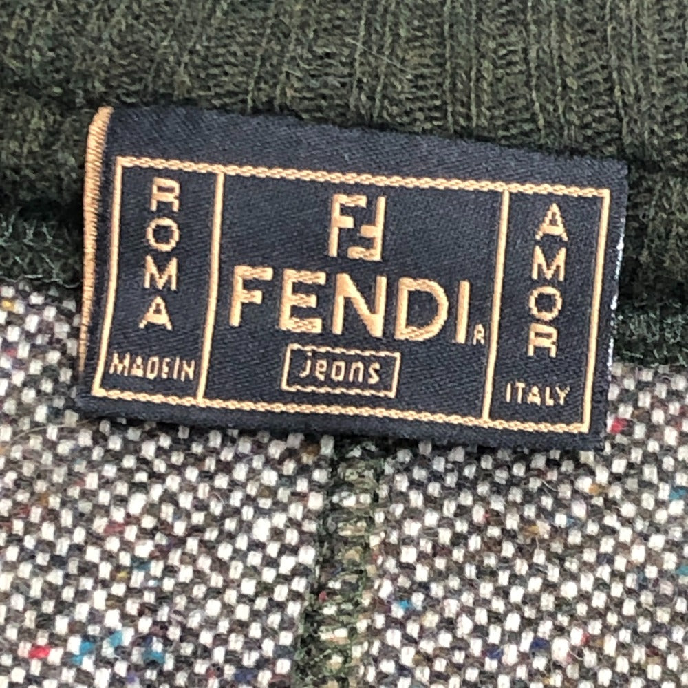 Fendi W Pocket Zip Up Rib Ribi Beralih Lengan Panjang Tweed Mini Dress Tweed Women's Grey