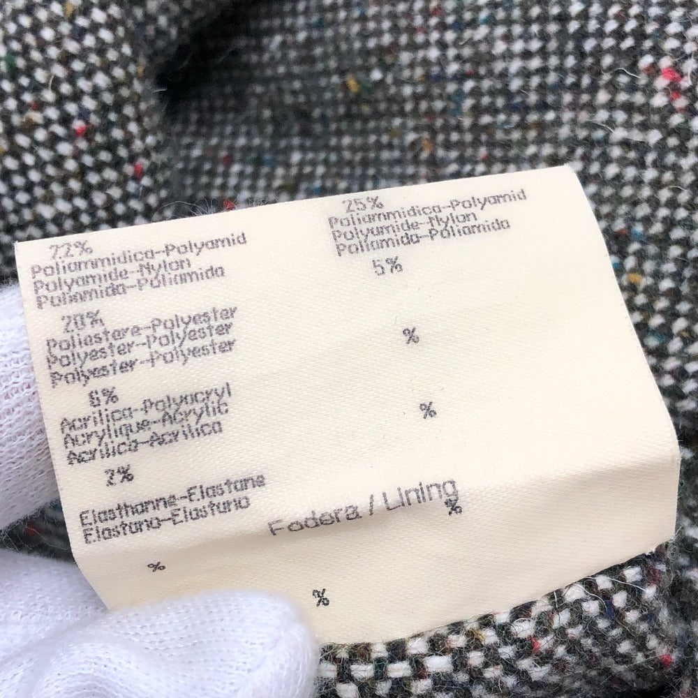 Fendi W Pocket Zip Up Rib Ribi Beralih Lengan Panjang Tweed Mini Dress Tweed Women's Grey