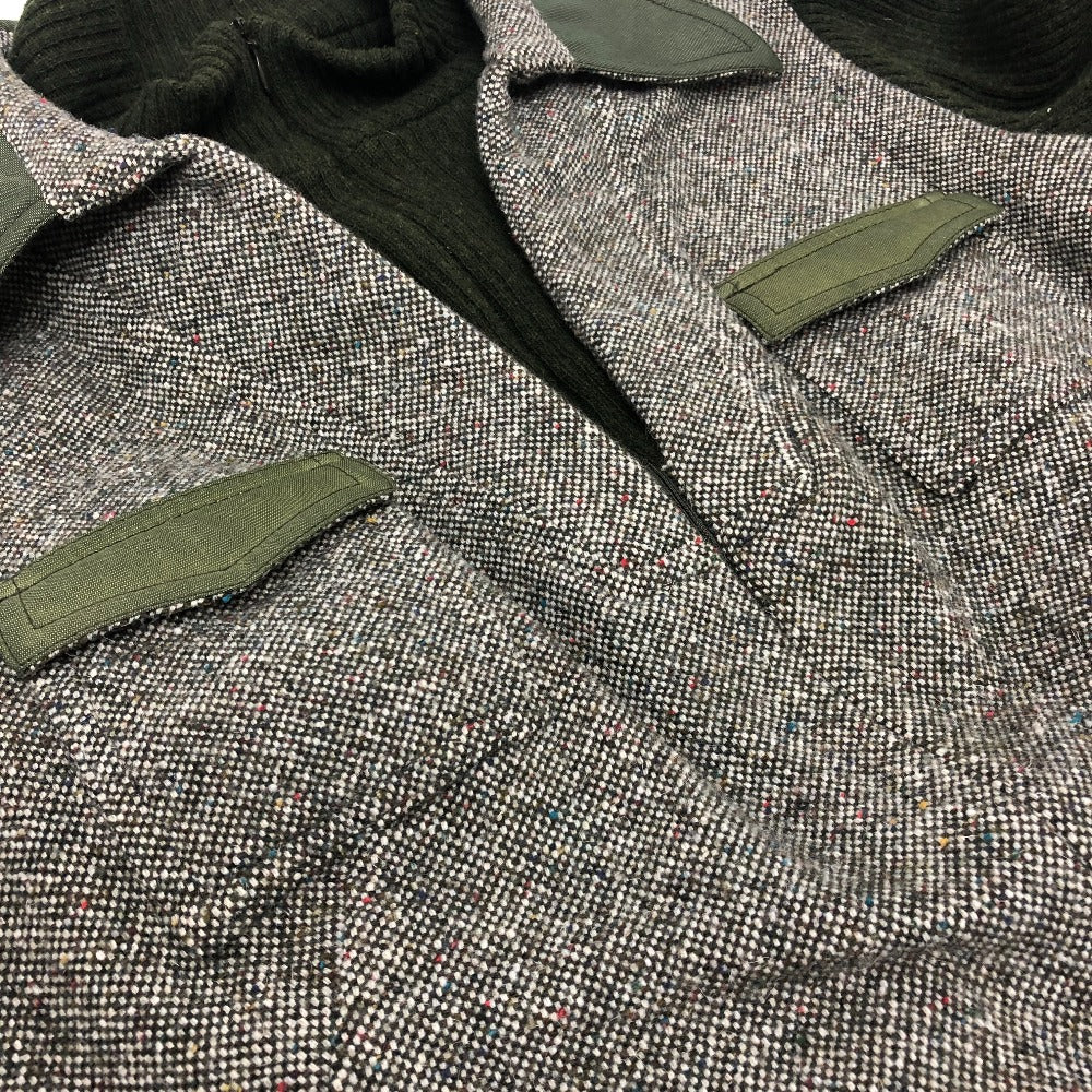 Fendi W Pocket Zip Up Rib Ribi Beralih Lengan Panjang Tweed Mini Dress Tweed Women's Grey