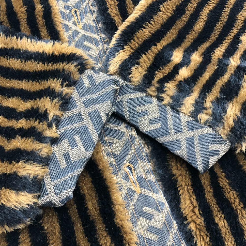 FENDI ズッカ ペカン アパレル アウター エコファー ファーコート ミドル丈 ロングコート アクリル レディース ブラウン