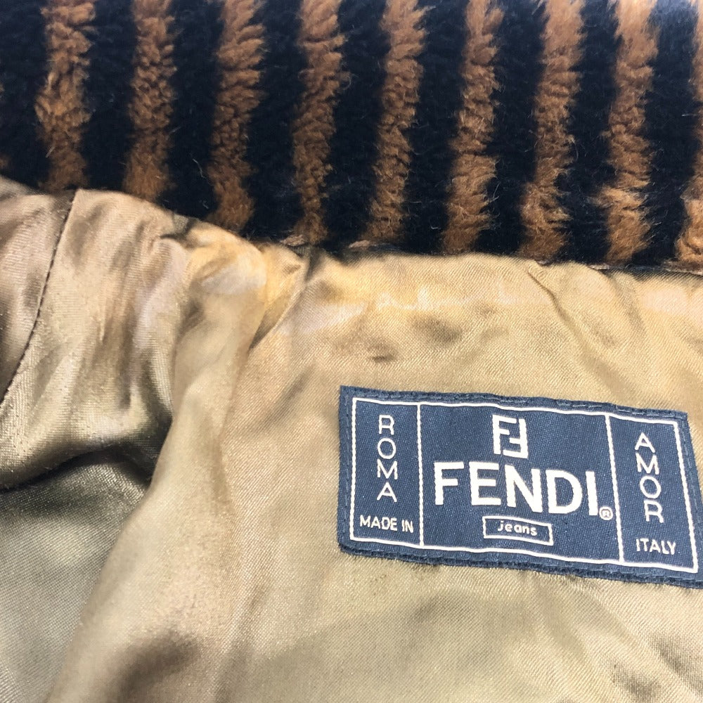 FENDI ズッカ ペカン アパレル アウター エコファー ファーコート ミドル丈 ロングコート アクリル レディース ブラウン