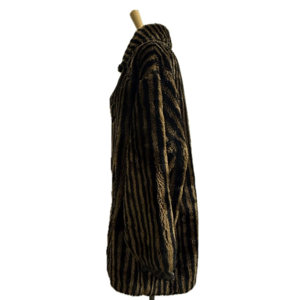 FENDI ズッカ ペカン アパレル アウター エコファー ファーコート ミドル丈 ロングコート アクリル レディース ブラウン