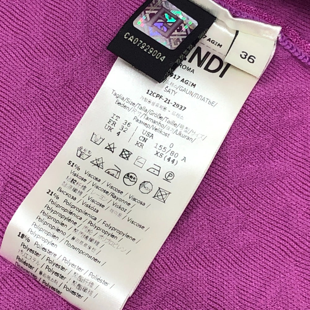 FENDI FZD917 スキムス コラボ ズッカ柄 アパレル バックジップ モックネック 半袖 ワンピース レーヨン レディース ピンク