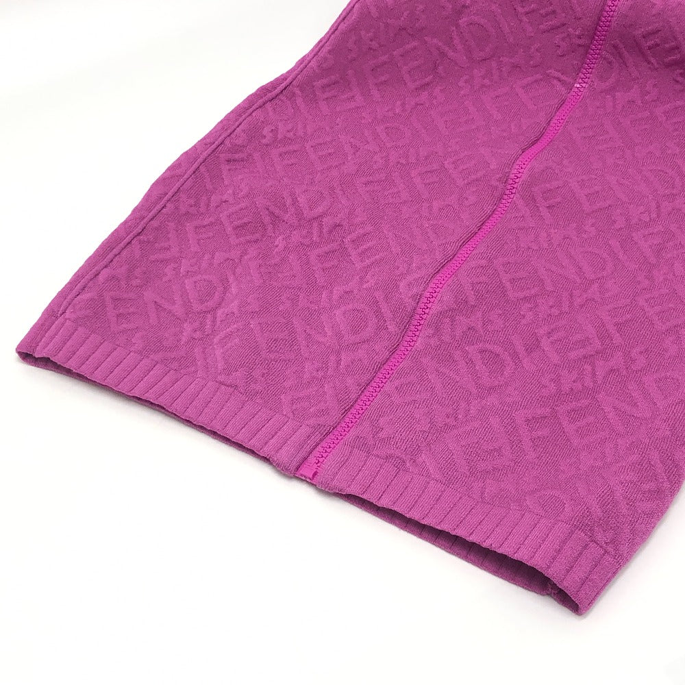 FENDI FZD917 スキムス コラボ ズッカ柄 アパレル バックジップ モックネック 半袖 ワンピース レーヨン レディース ピンク