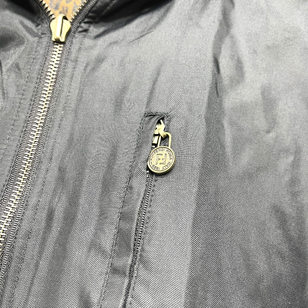 FENDI Leopard Reversible Hood Apparel Jacket Polyester Women's Brown
