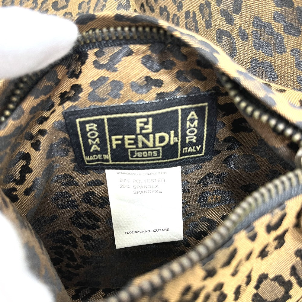 FENDI Leopard Reversible Hood Apparel Jacket Polyester Women's Brown