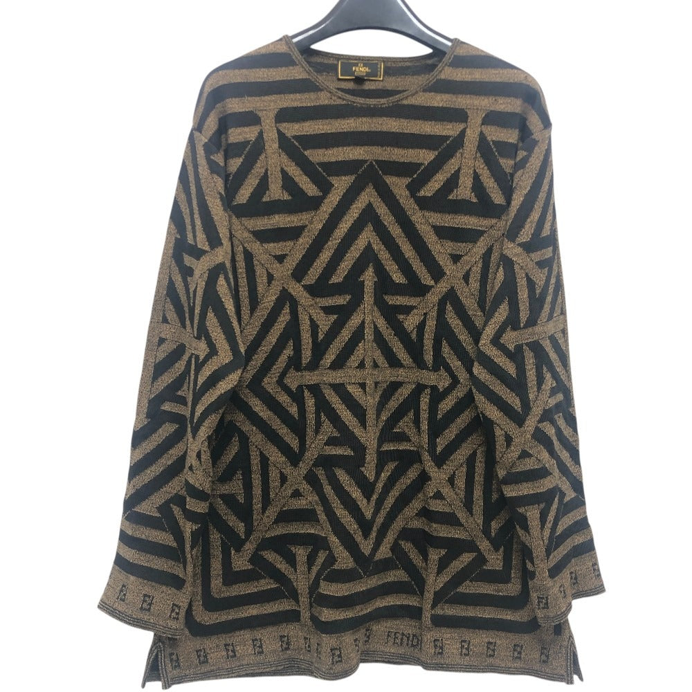 FENDI ペカン柄 ヴィンテージ アパレル トップス ニット FFロゴ セーター ビスコース レディース ブラウン