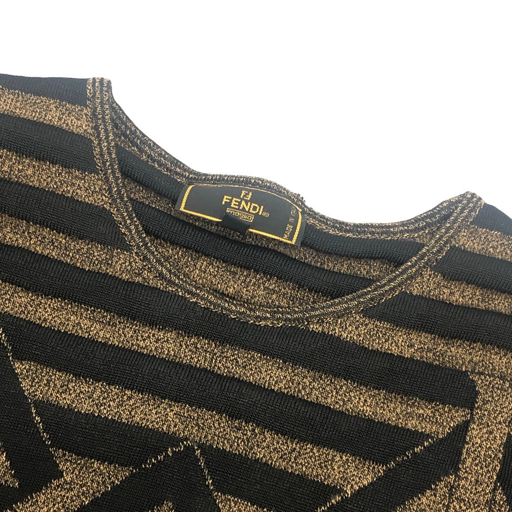 FENDI ペカン柄 ヴィンテージ アパレル トップス ニット FFロゴ セーター ビスコース レディース ブラウン