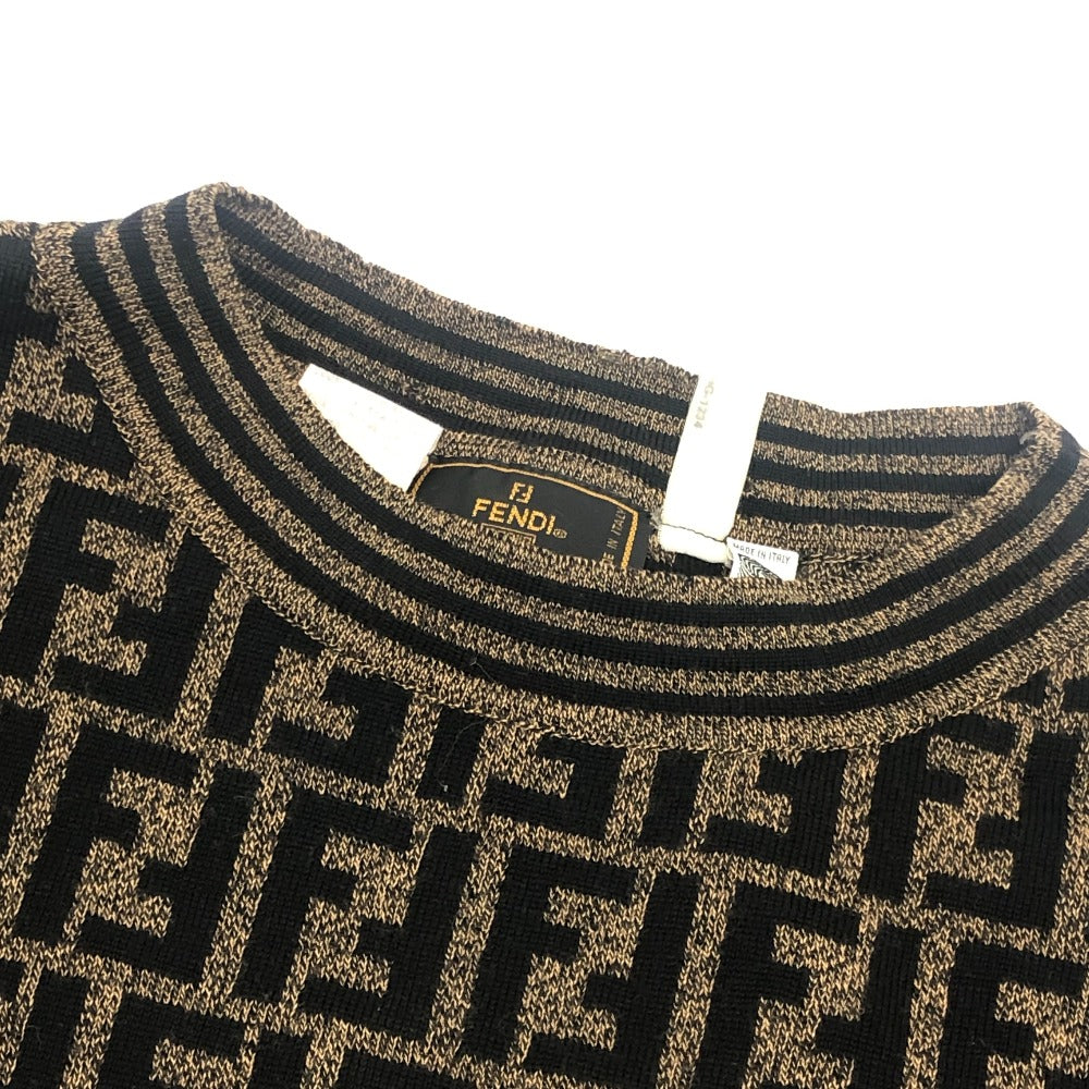 FENDI ズッカ柄 アパレル ニット トップス 総柄 セーター ウール ユニセックス ブラウン