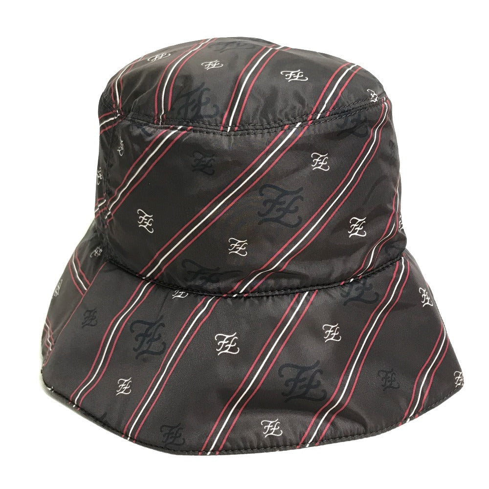 FENDI FXQ801 Karligraphy Bucket Hat, Bob Hat, Fashion Accessory, Nylon, Unisex, Brown