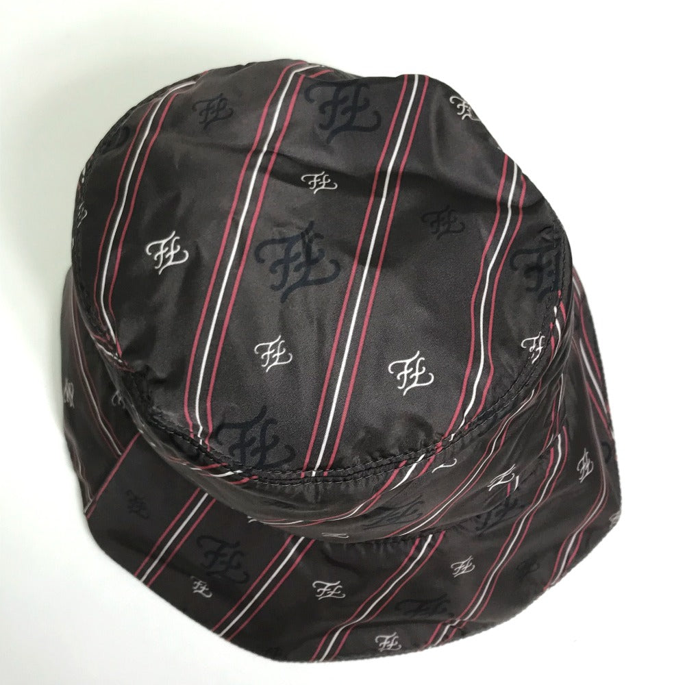 FENDI FXQ801 Karligraphy Bucket Hat, Bob Hat, Fashion Accessory, Nylon, Unisex, Brown