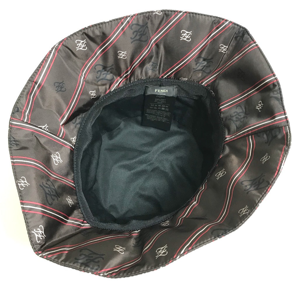 FENDI FXQ801 Karligraphy Bucket Hat, Bob Hat, Fashion Accessory, Nylon, Unisex, Brown