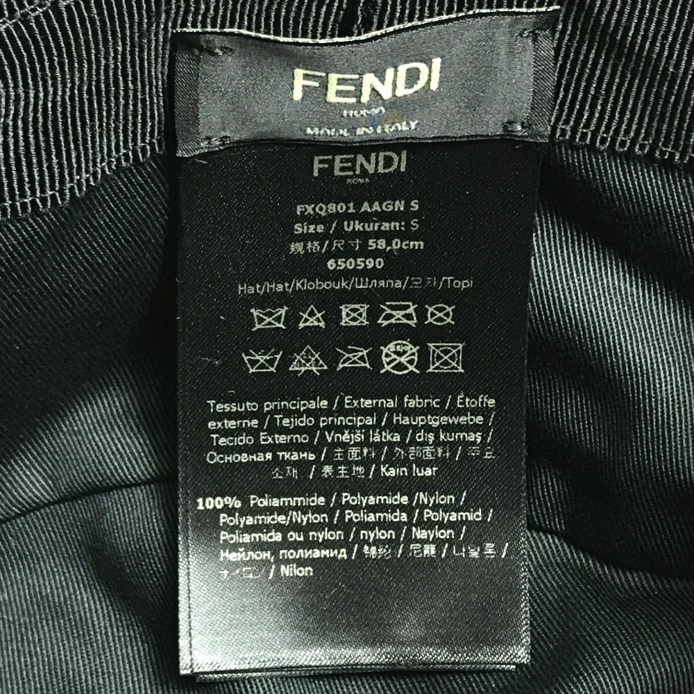 FENDI FXQ801 Karligraphy Bucket Hat, Bob Hat, Fashion Accessory, Nylon, Unisex, Brown