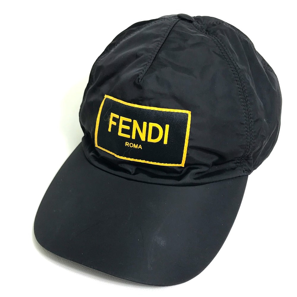 FENDI FXQ768 Logo Baseball Cap, Nylon, Unisex, Black
