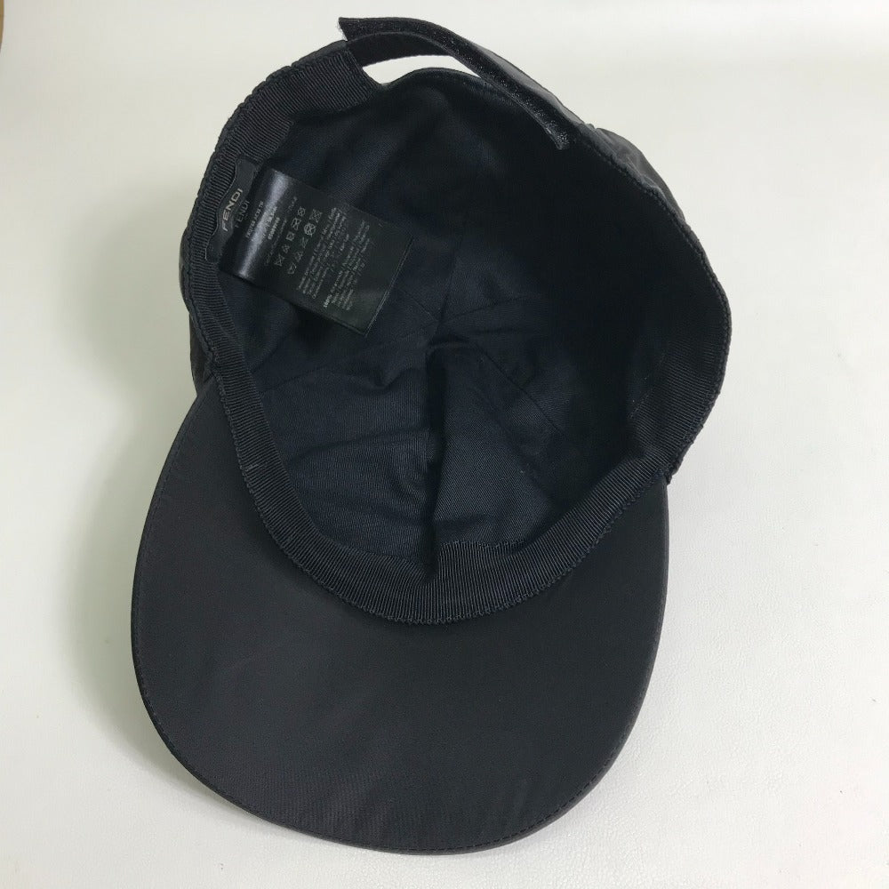 FENDI FXQ768 Logo Baseball Cap, Nylon, Unisex, Black