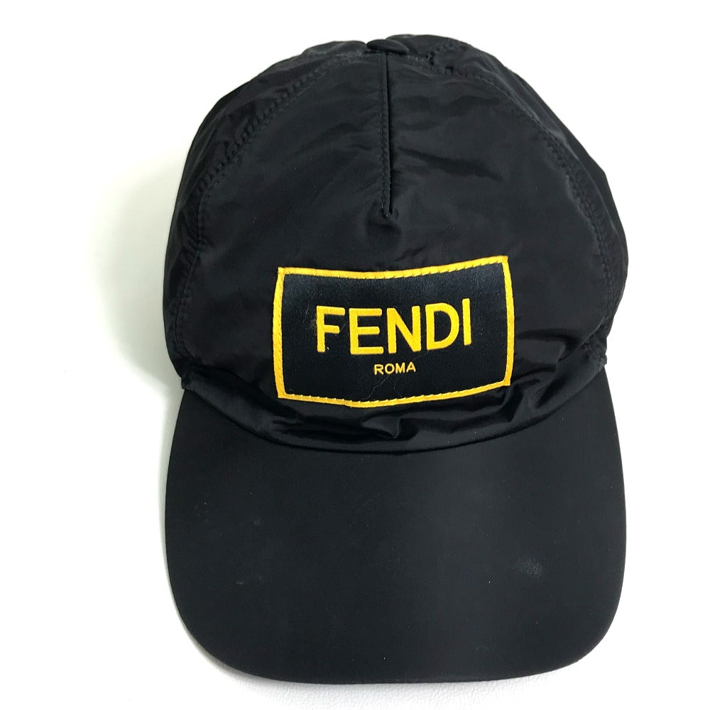 FENDI FXQ768 Logo Baseball Cap, Nylon, Unisex, Black