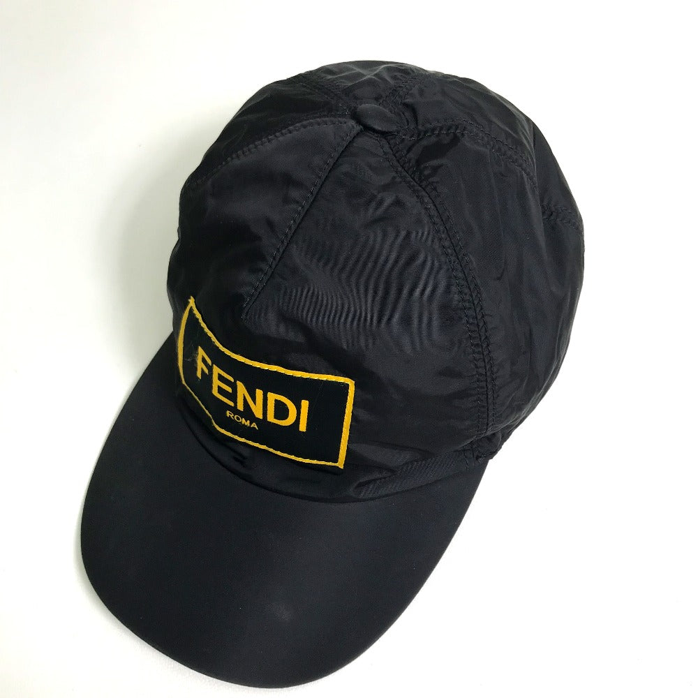 FENDI FXQ768 Logo Baseball Cap, Nylon, Unisex, Black
