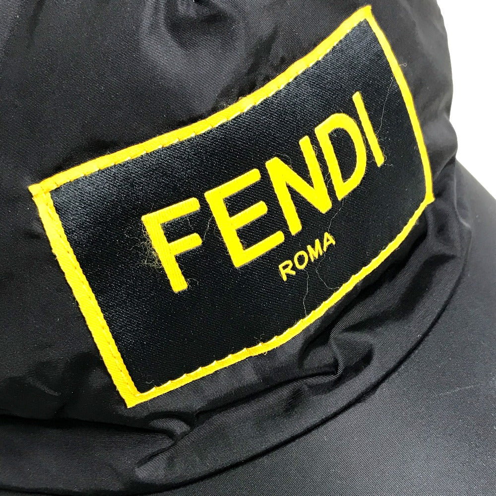 FENDI FXQ768 Logo Baseball Cap, Nylon, Unisex, Black