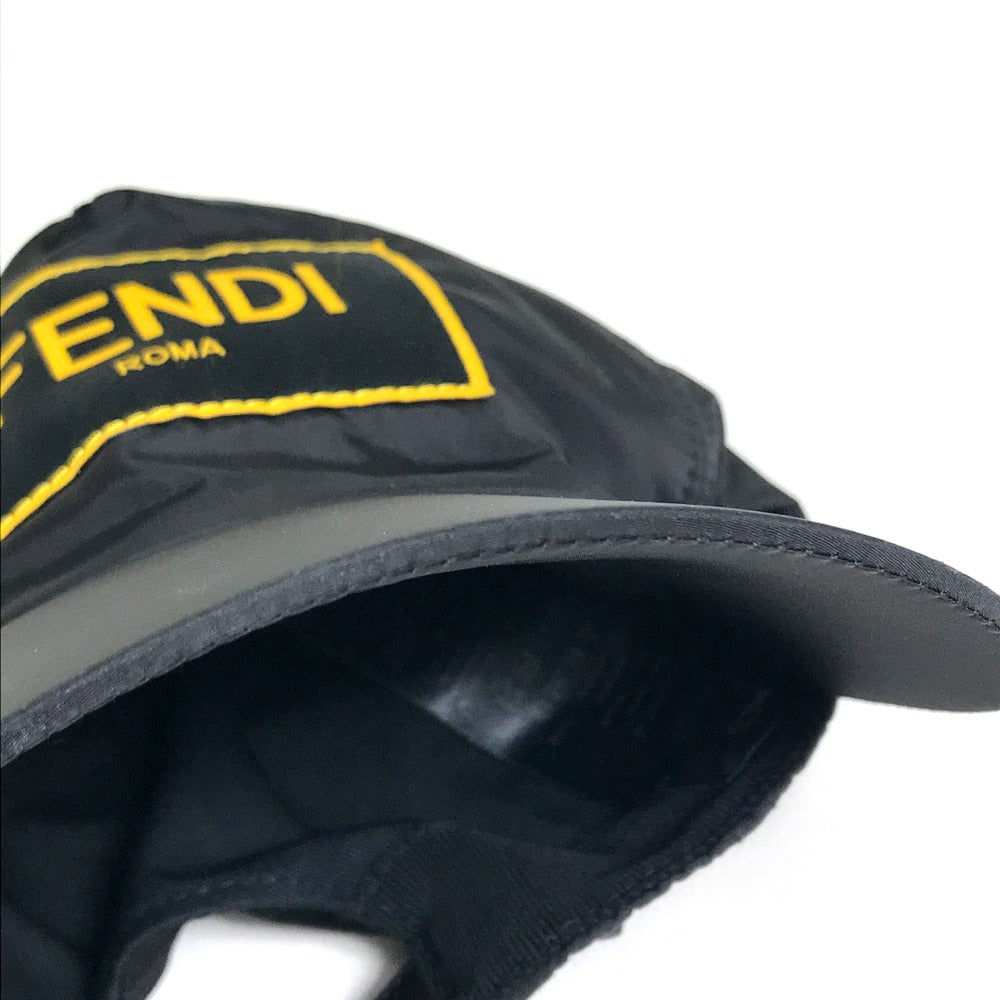 FENDI FXQ768 Logo Baseball Cap, Nylon, Unisex, Black