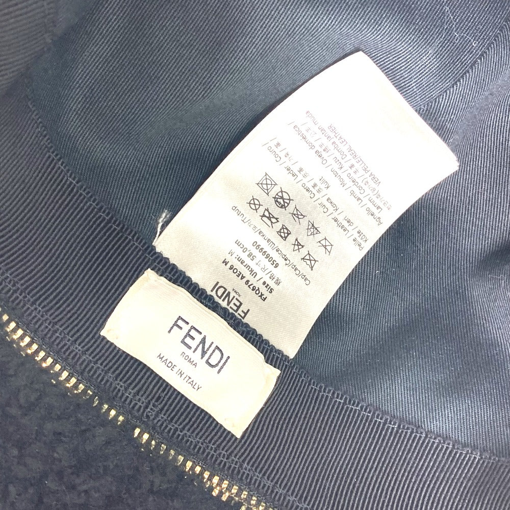 FENDI FXQ679 Logo Flight Cap with Boa Lining, Polyester, Women's, Pink