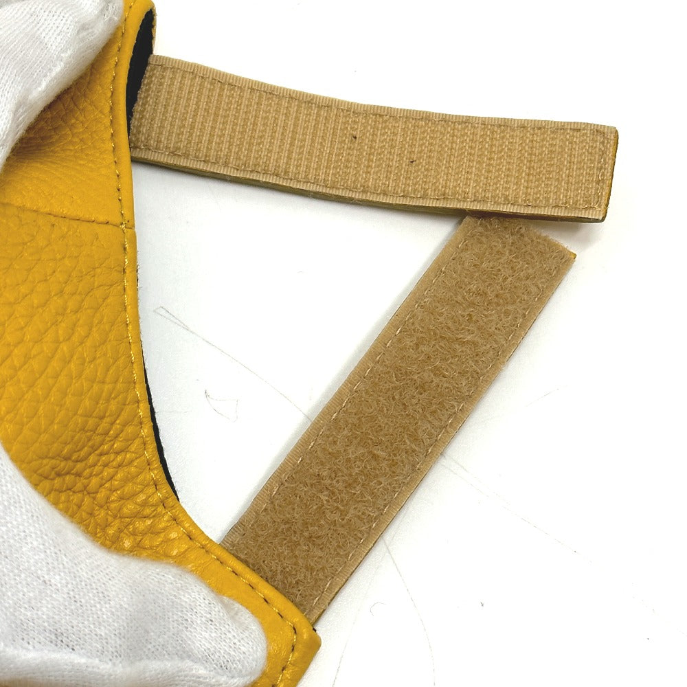FENDI FXQ768 Logo Cap Leather Men's Yellow