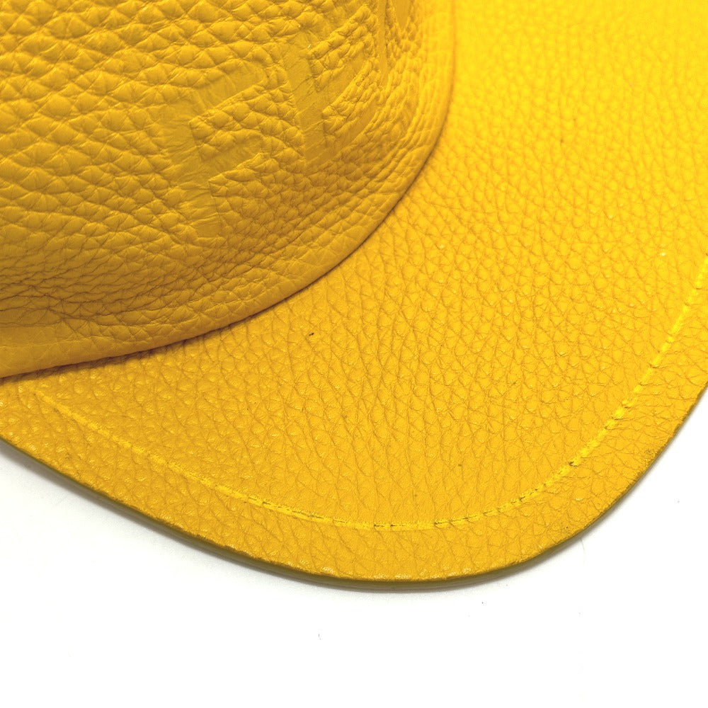 FENDI FXQ768 Logo Cap Leather Men's Yellow