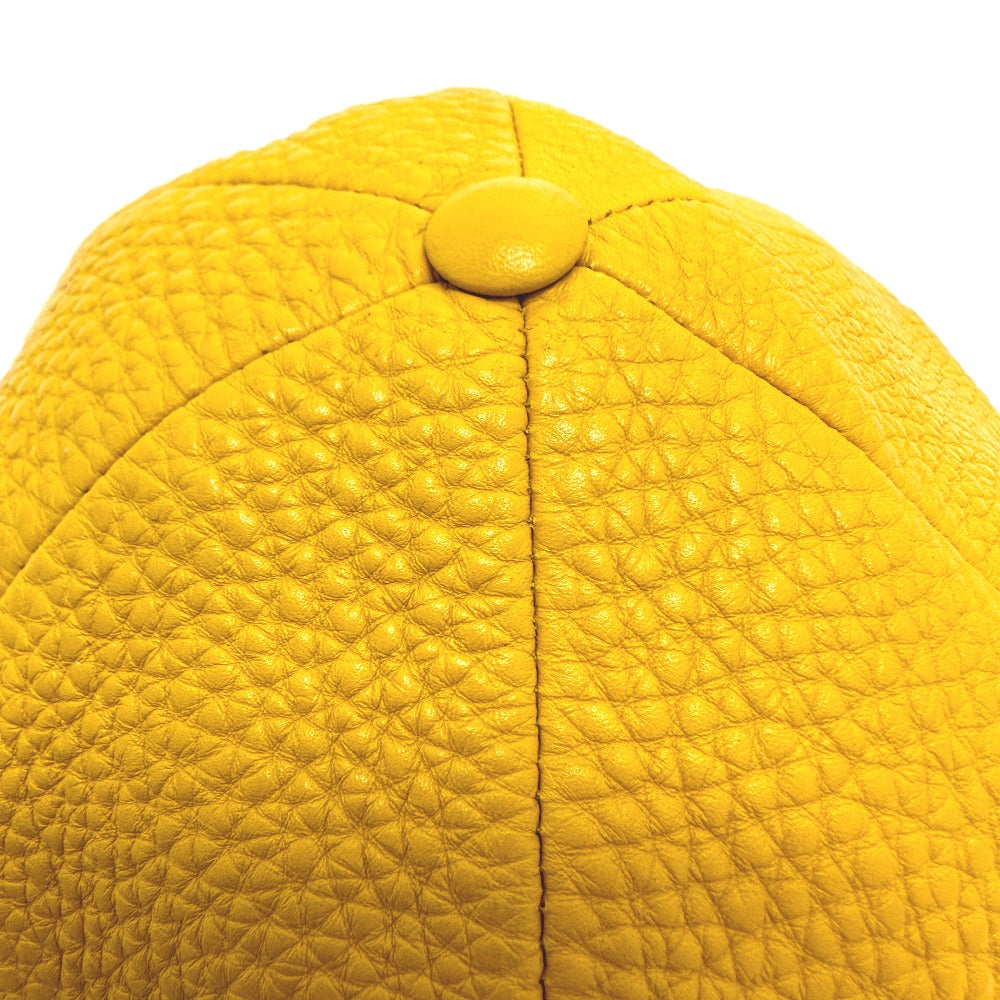 FENDI FXQ768 Logo Cap Leather Men's Yellow