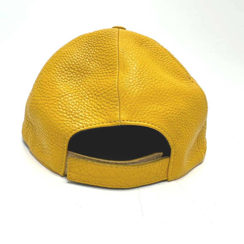 FENDI FXQ768 Logo Cap Leather Men's Yellow