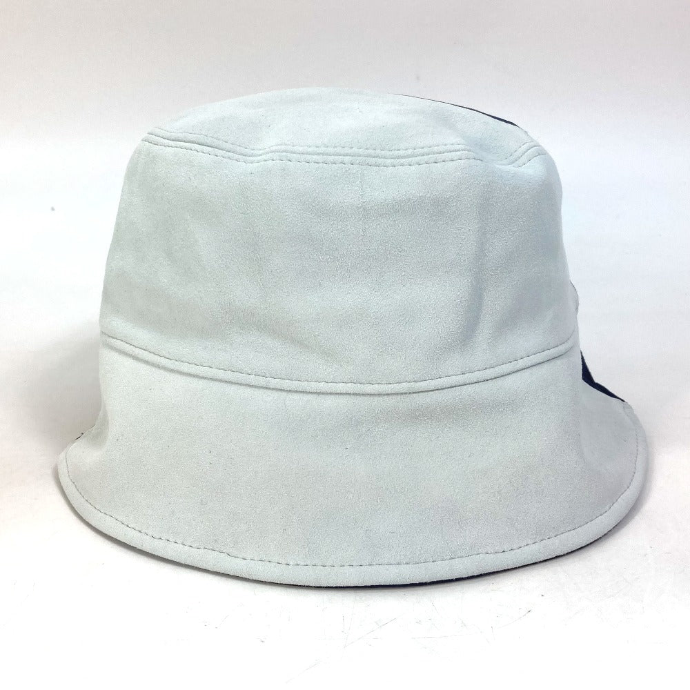 FENDI FXQ801 Logo Two-Tone Bucket Hat, Bob Hat, Goatskin, Men's, Blue