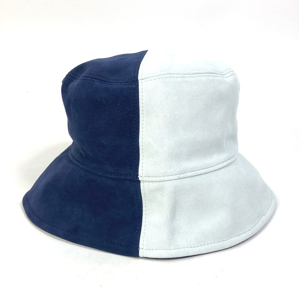 FENDI FXQ801 Logo Two-Tone Bucket Hat, Bob Hat, Goatskin, Men's, Blue